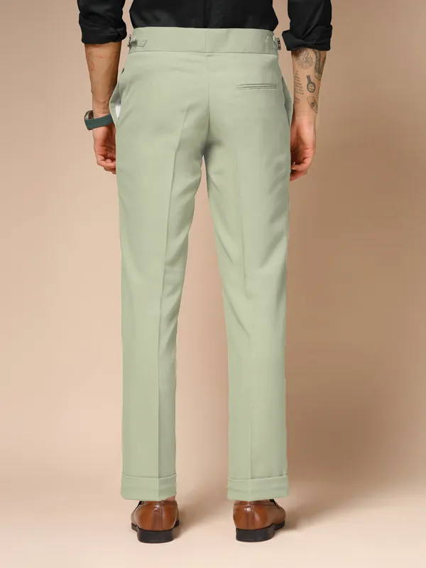 Lime_Polyester_Stretch_Elegant_Gurkha_Trousers_For_Men