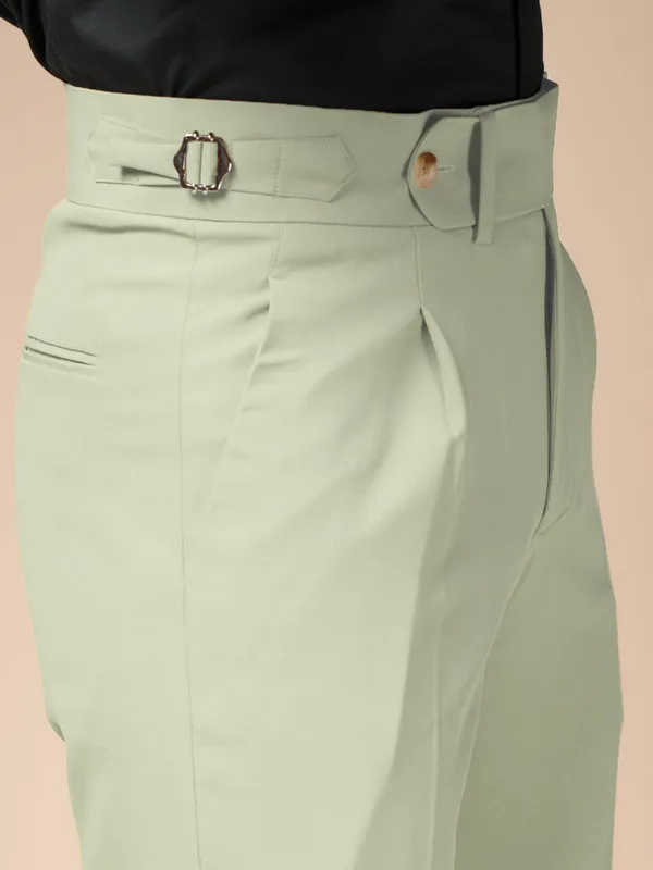 Lime_Polyester_Stretch_Elegant_Gurkha_Trousers_For_Men
