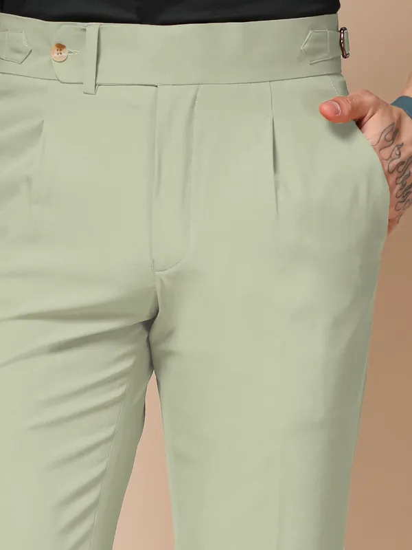 Lime_Polyester_Stretch_Elegant_Gurkha_Trousers_For_Men