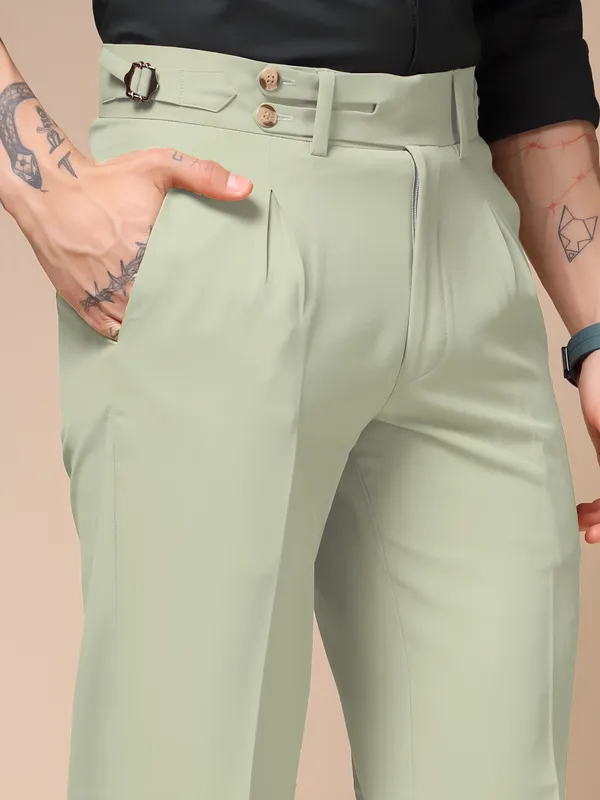 Lime_Polyester_Double_Button_Gurkha_Trousers_For_Men