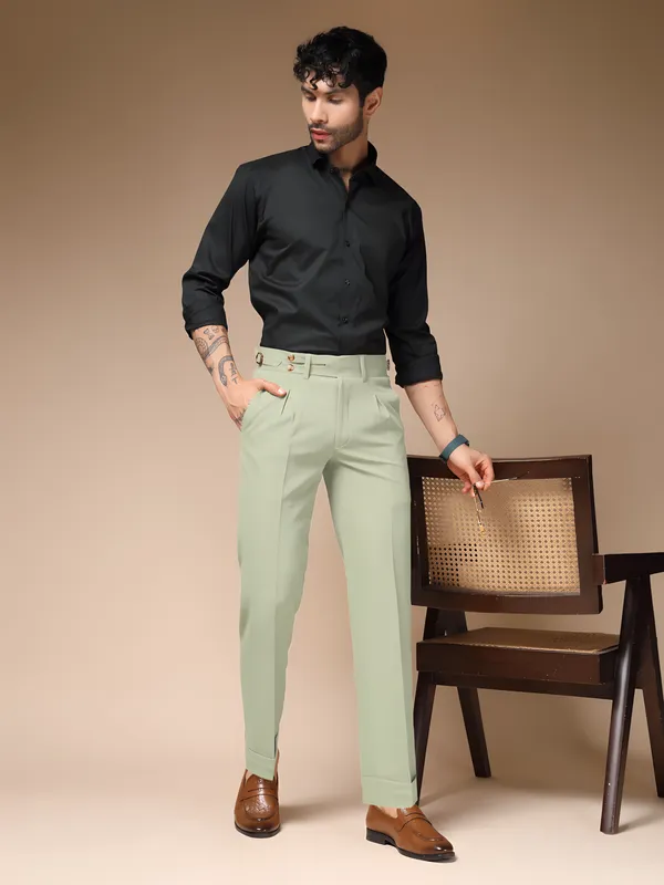 Lime_Polyester_Double_Button_Gurkha_Trousers_For_Men