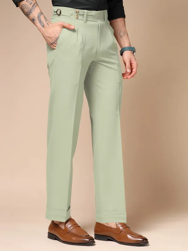 Lime_Polyester_Double_Button_Gurkha_Trousers_For_Men