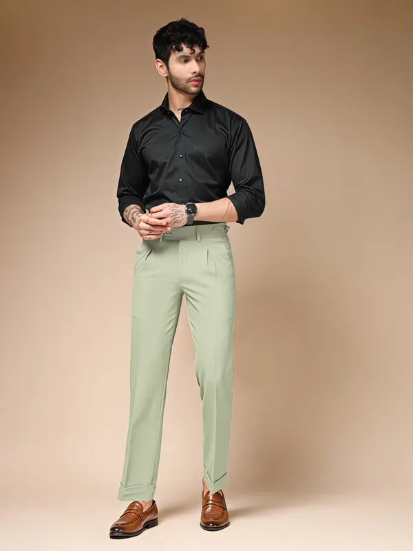 Lime_Polyester_Double_Button_Gurkha_Trousers_For_Men