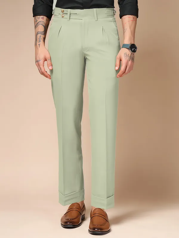 Lime_Polyester_Double_Button_Gurkha_Trousers_For_Men