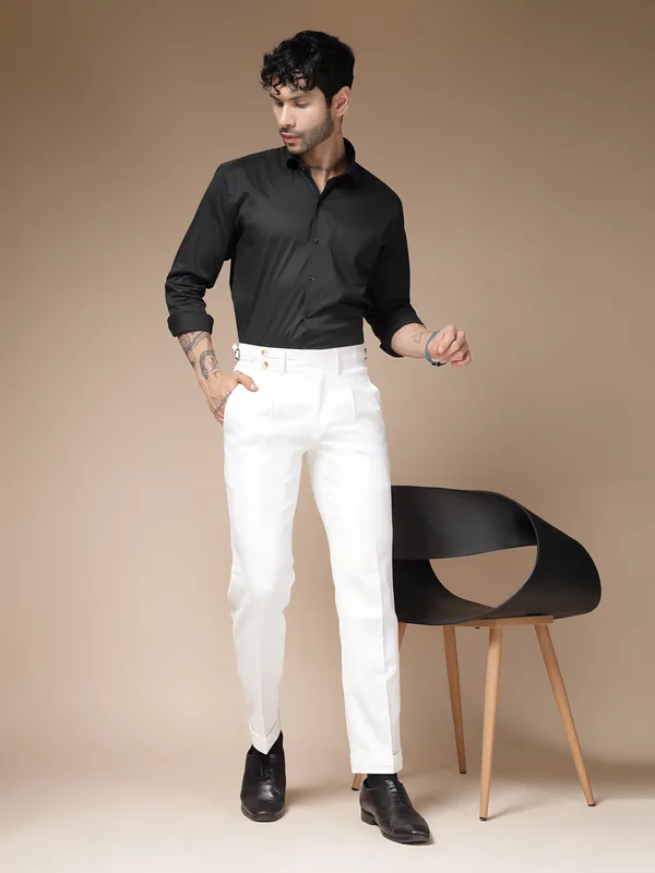 White_Polyester_Double_Button_Gurkha_Pants_For_Men