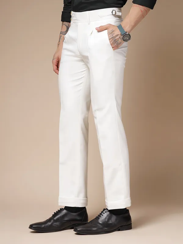 White_Polyester_Double_Button_Gurkha_Pants_For_Men