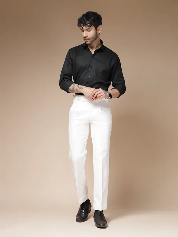 White_Polyester_Double_Button_Gurkha_Pants_For_Men