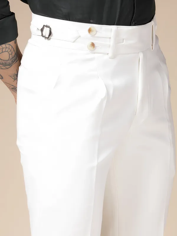 White_Polyester_Double_Button_Gurkha_Pants_For_Men