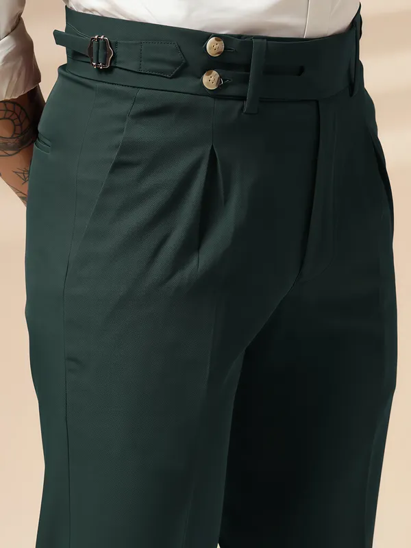 Bottle_Green_Polyester_Double_Button_Gurkha_Trousers_For_Men