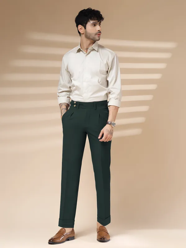 Bottle_Green_Polyester_Double_Button_Gurkha_Trousers_For_Men