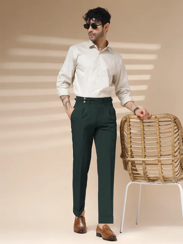 Bottle_Green_Polyester_Double_Button_Gurkha_Trousers_For_Men