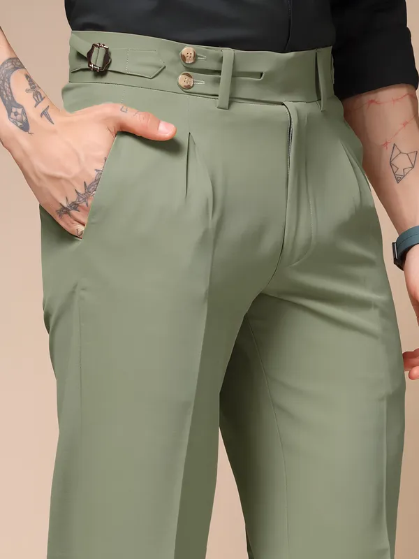 Green_Polyester_Blend_Double_Button_Gurkha_Pants_For_Men