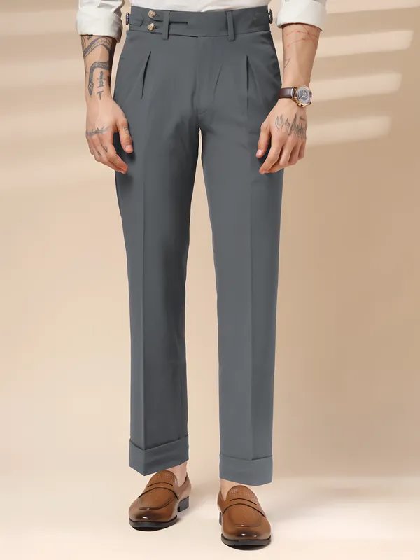 Stone_Grey_Polyester_Blend_Double_Button_Gurkha_Pants_For_Men
