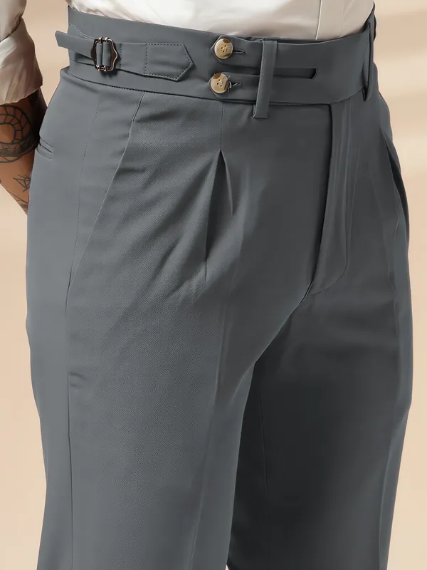 Stone_Grey_Polyester_Blend_Double_Button_Gurkha_Pants_For_Men