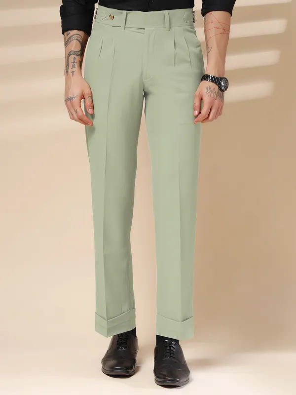 Lime_Polyester_Stretch_Signature_Gurkha_Pants_For_Men