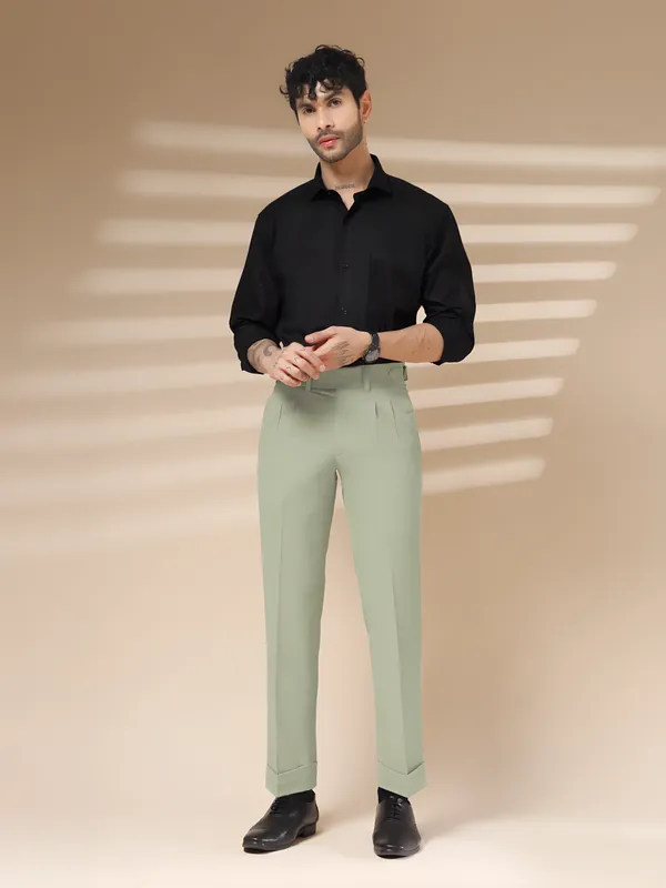Lime_Polyester_Stretch_Signature_Gurkha_Pants_For_Men