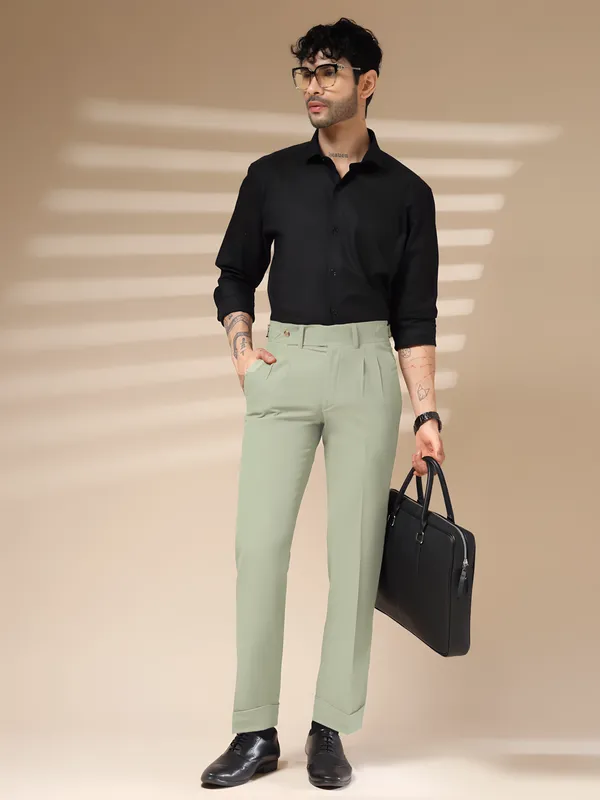 Lime_Polyester_Stretch_Signature_Gurkha_Pants_For_Men