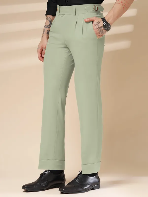 Lime_Polyester_Stretch_Signature_Gurkha_Pants_For_Men