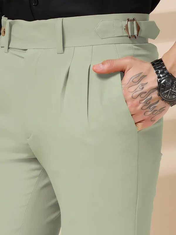 Lime_Polyester_Stretch_Signature_Gurkha_Pants_For_Men