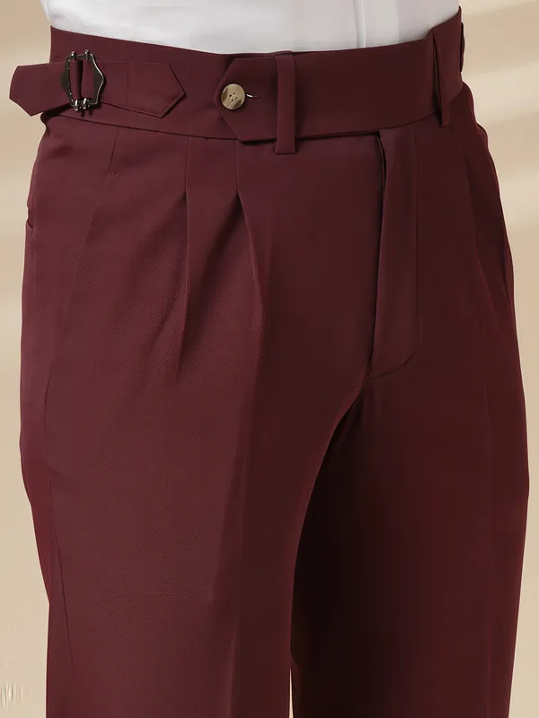 Wine_Polyester_Stretch_Signature_Gurkha_Pants_For_Men