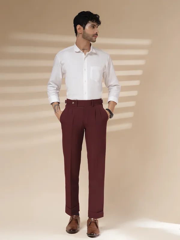 Wine_Polyester_Stretch_Signature_Gurkha_Pants_For_Men