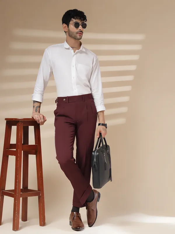 Wine_Polyester_Stretch_Signature_Gurkha_Pants_For_Men