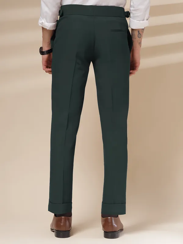 Bottle_Green_Polyester_Stretch_Signature_Gurkha_Pants_For_Men