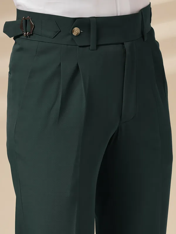 Bottle_Green_Polyester_Stretch_Signature_Gurkha_Pants_For_Men