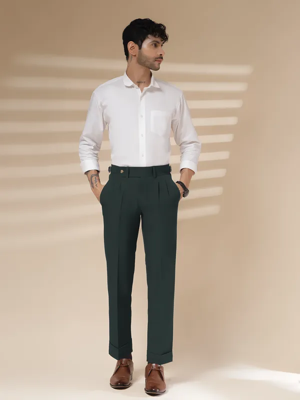 Bottle_Green_Polyester_Stretch_Signature_Gurkha_Pants_For_Men