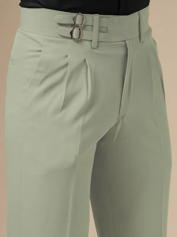 Lime_Polyester_Double_Buckle_Gurkha_Pants_For_Men