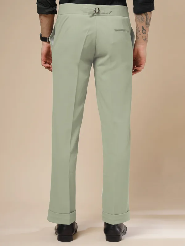 Lime_Polyester_Double_Buckle_Gurkha_Pants_For_Men