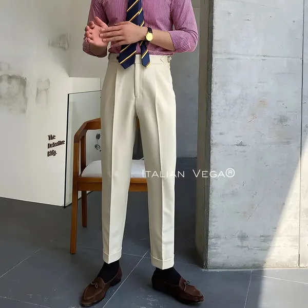 Beige_Polyester_Blend_Elegant_Gurkha_Trousers_For_Men