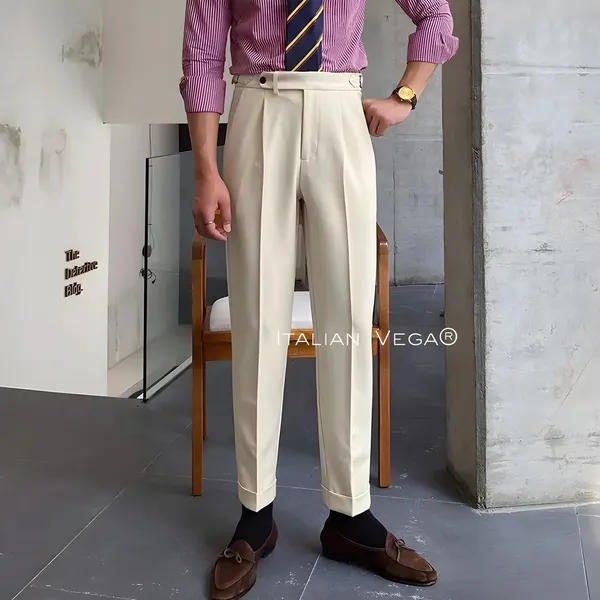 Beige_Polyester_Blend_Elegant_Gurkha_Trousers_For_Men