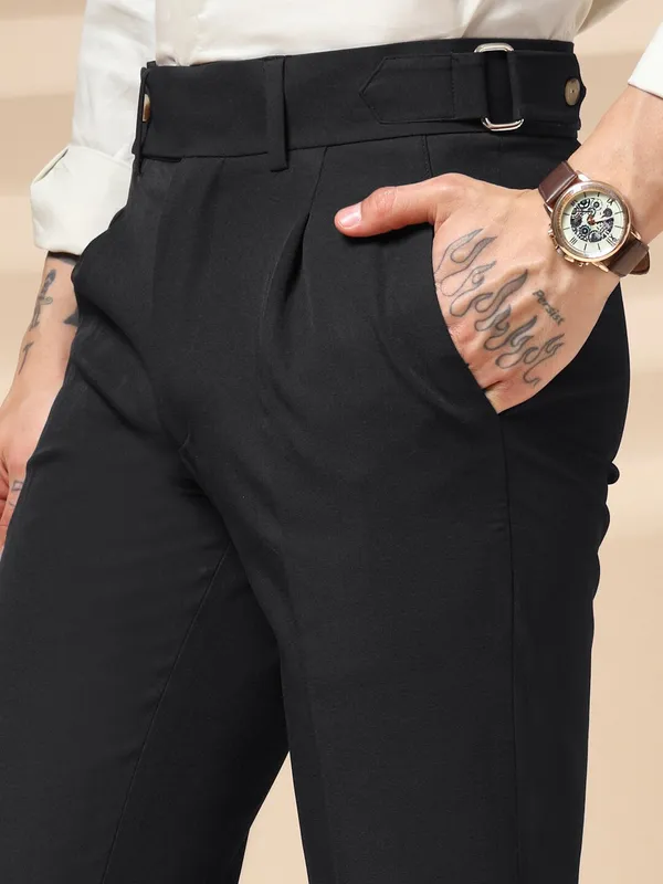 Black_Polyester_Stretch_Oxford_Gurkha_Trousers_For_Men