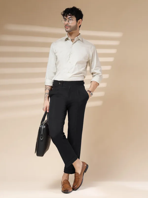 Black_Linen_Boot_Cut_Elegant_Gurkha_Pants_For_Men