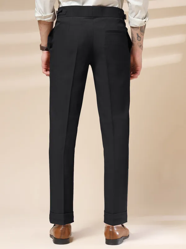 Black_Linen_Boot_Cut_Elegant_Gurkha_Pants_For_Men