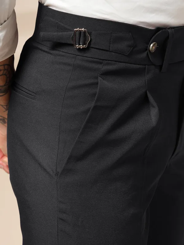 Black_Linen_Boot_Cut_Elegant_Gurkha_Pants_For_Men
