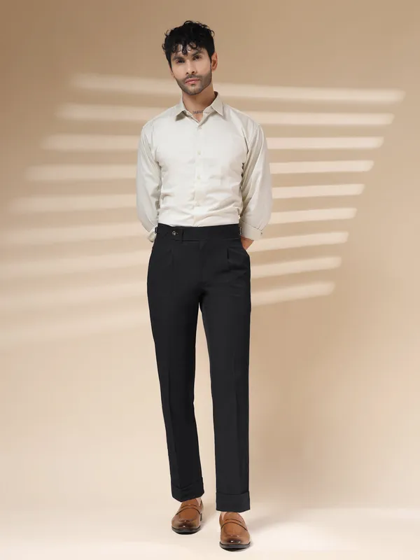 Black_Linen_Boot_Cut_Elegant_Gurkha_Pants_For_Men