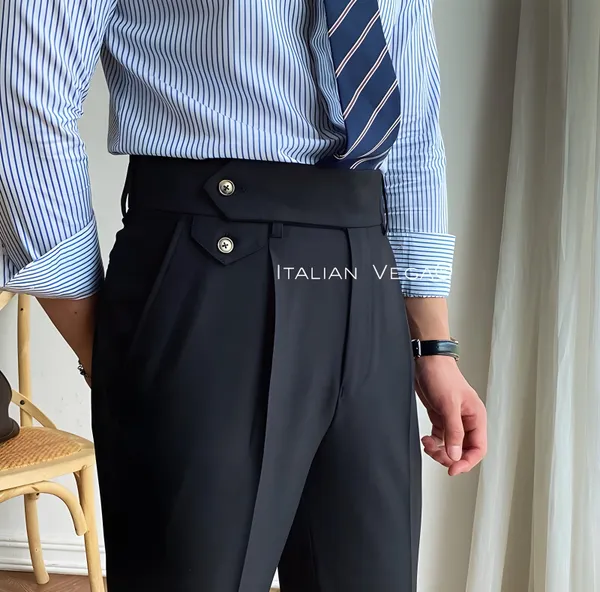 Black_Polyester_Blend_Signature_Flap_Gurkha_Pants_For_Men