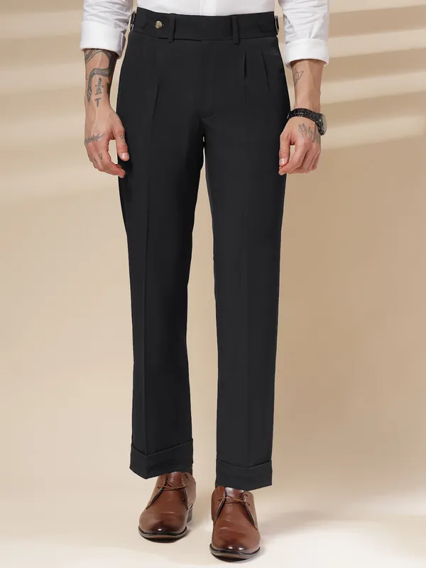 Black_Polyester_Stretch_Signature_Gurkha_Pants_For_Men
