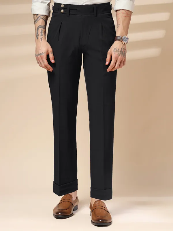 Black_Polyester_Blend_Double_Button_Gurkha_Pants_For_Men