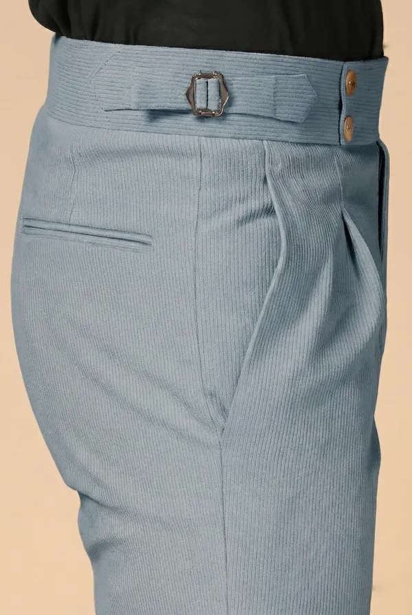 Light_Grey_Corduroy_Boot_Cut_Signature_Buttoned_Gurkha_Pants_For_Men