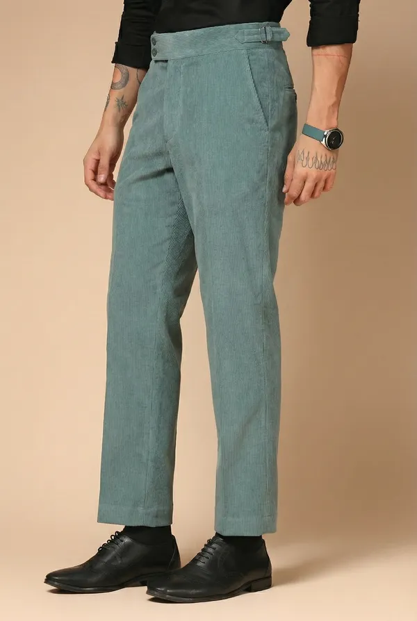 Sage_Green_Corduroy_Boot_Cut_Gurkha_Pants_For_Men