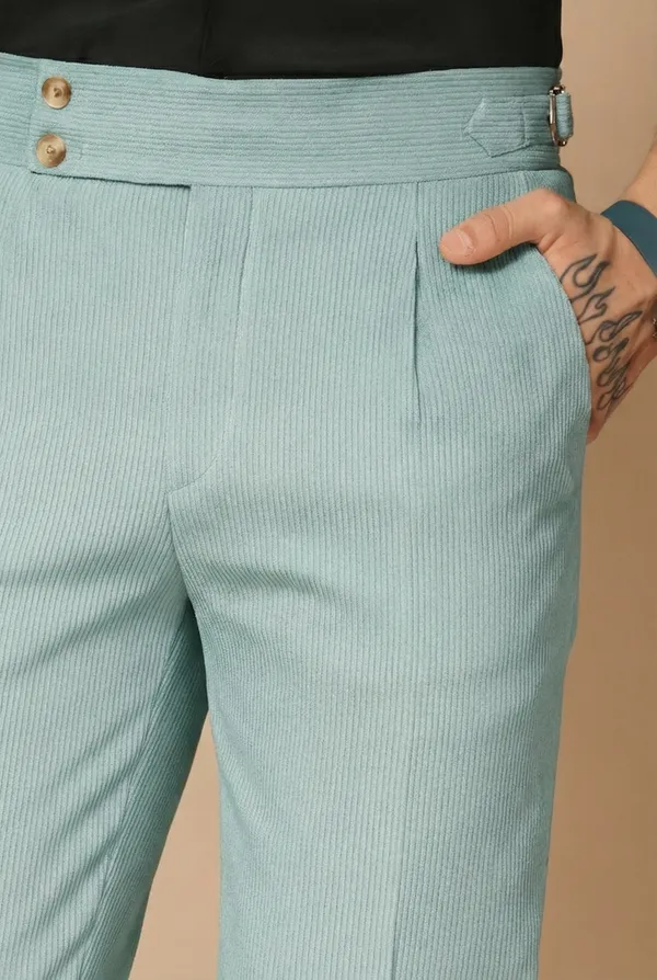Sage_Green_Corduroy_Boot_Cut_Gurkha_Pants_For_Men