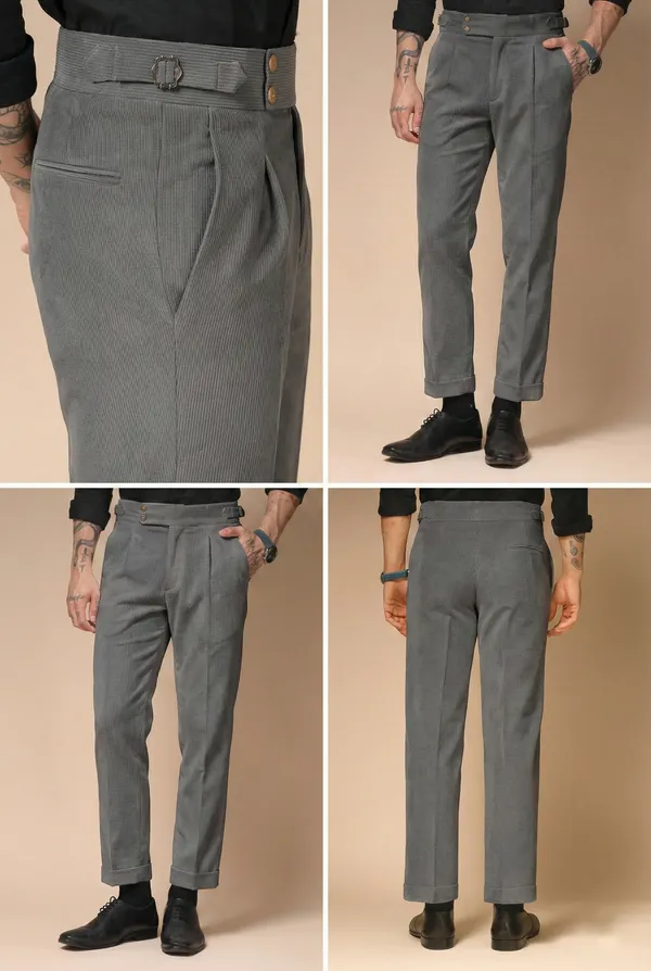 Dark_Grey_Corduroy_Boot_Cut_Gurkha_Pants_For_Men