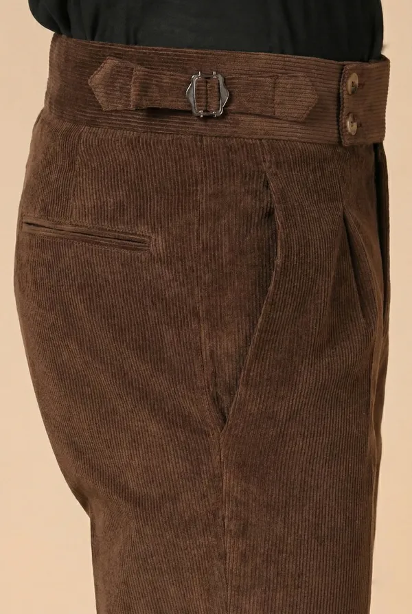 Brown_Corduroy_Boot_Cut_Gurkha_Pants_For_Men