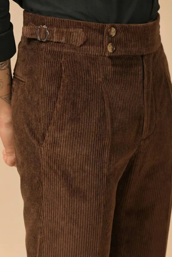 Brown_Corduroy_Boot_Cut_Gurkha_Pants_For_Men