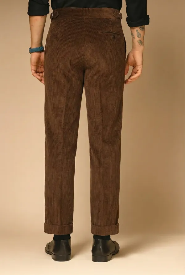 Brown_Corduroy_Boot_Cut_Gurkha_Pants_For_Men