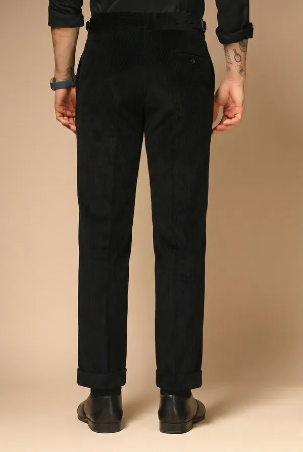 Black_Corduroy_Boot_Cut_Gurkha_Pants_For_Men