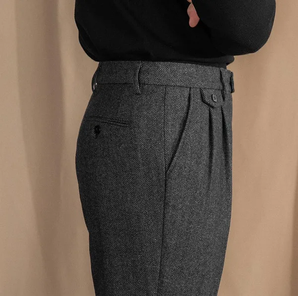 Grey_Herringbone_Signature_Flap_Gurkha_Trousers_For_Men